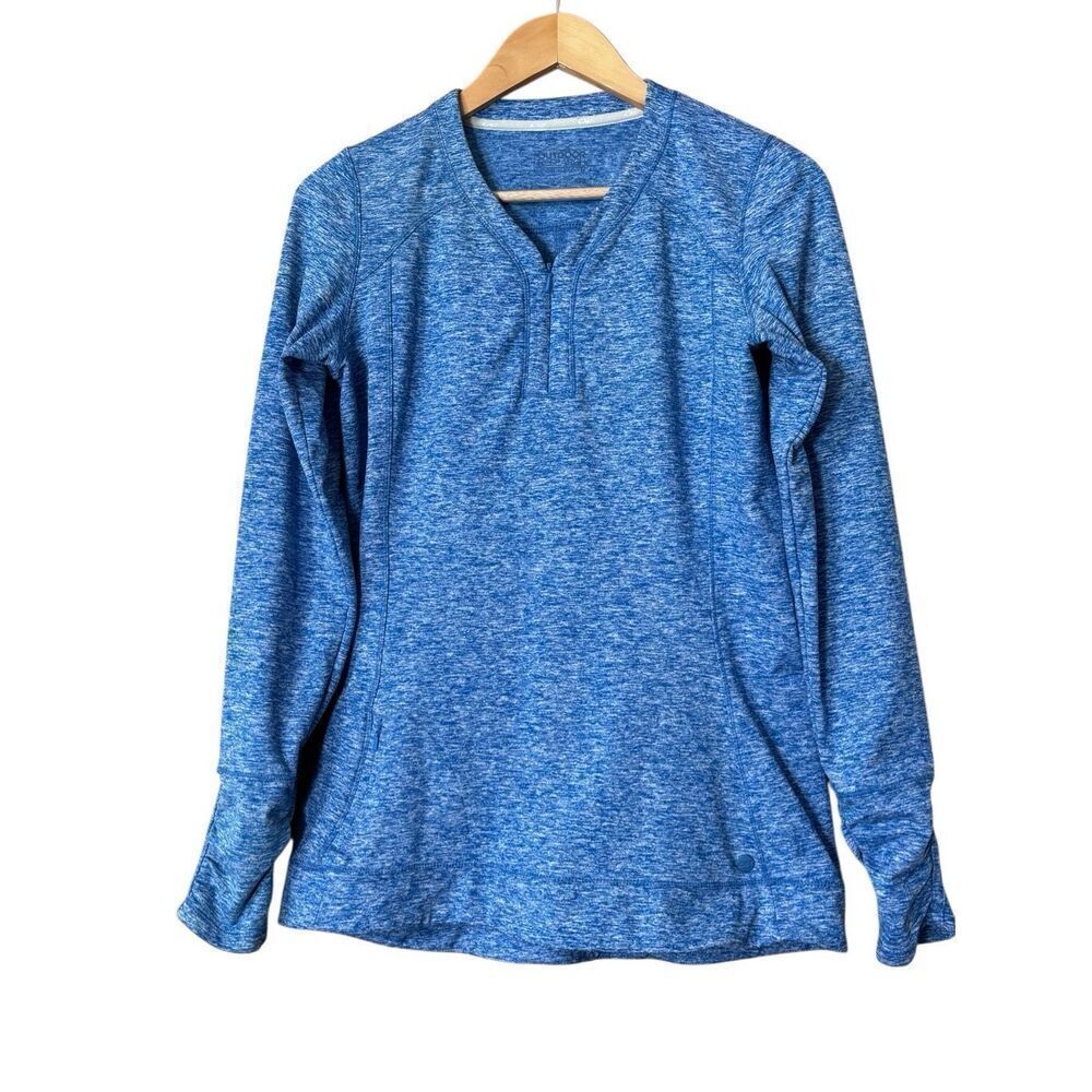 Outdoor Research Blue White Space Dye Melody Long Sleeve Zip V Neck Top large